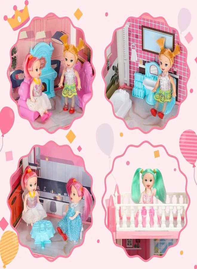 Avarin 3-Story 9 Rooms Playhouse with 2 Dolls Toy, Dream House Doll House Dreamhouse Gift for Girls,Dollhouse Building Toys - Image 4